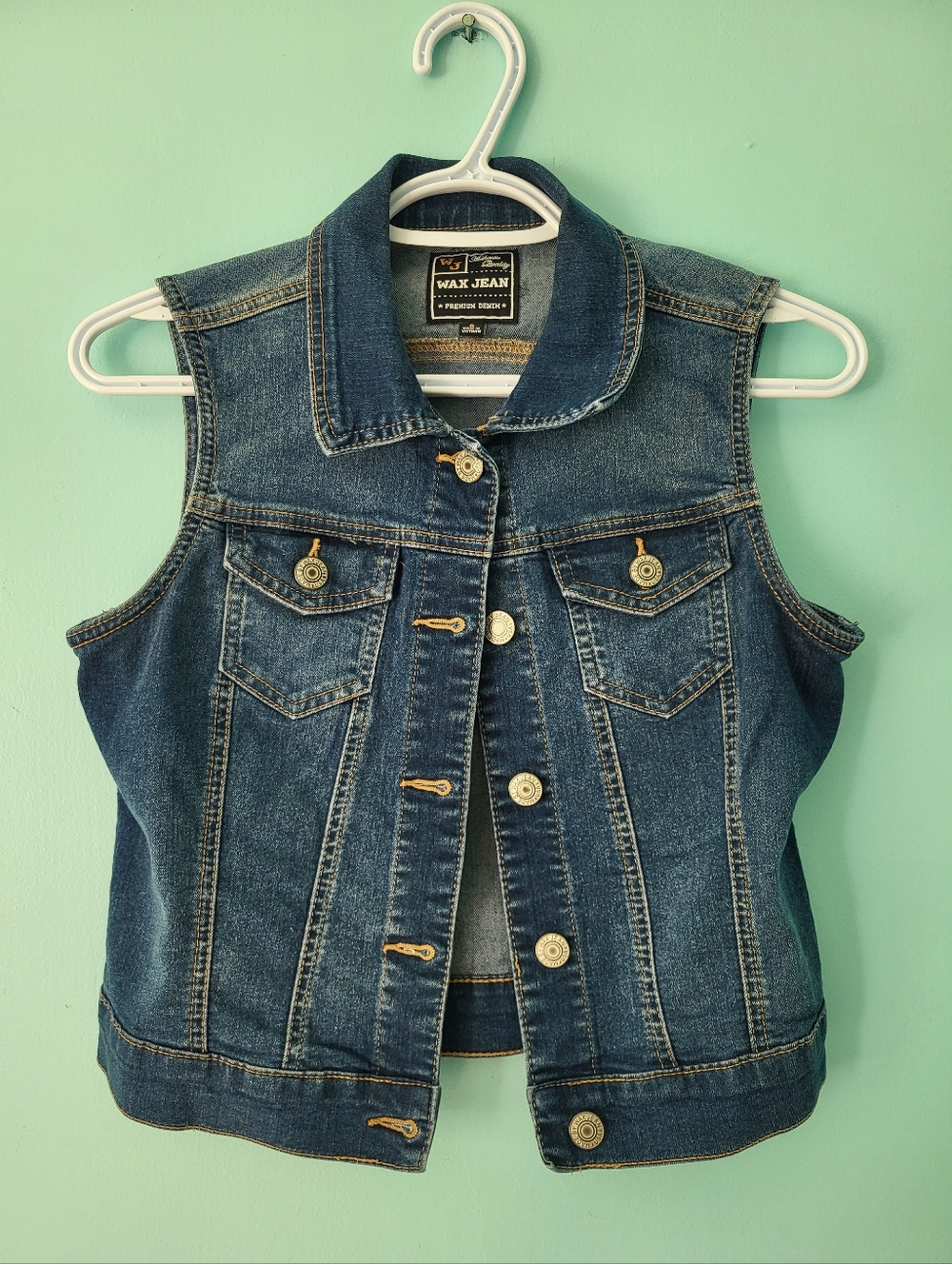 Wax Jean Dark Blue Denim Vest